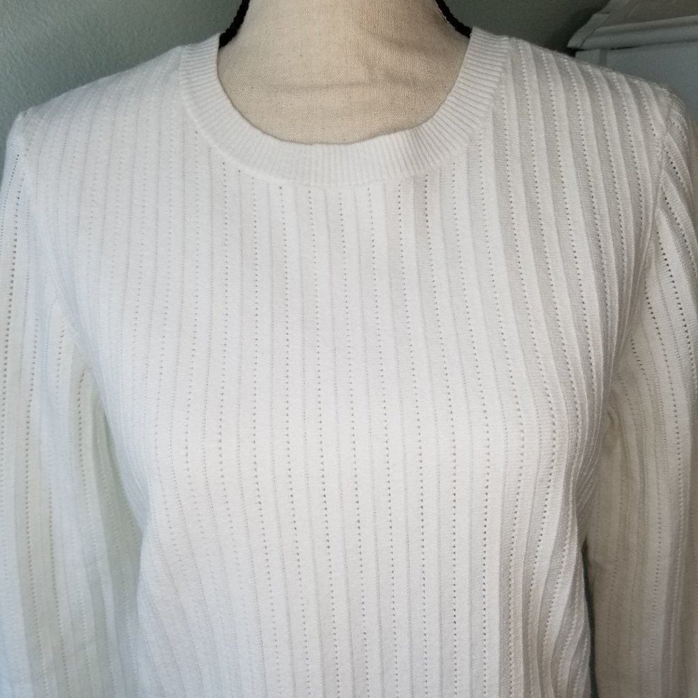 NWT FRAME Pointelle Rib Knit Large Sweater - Picture 4 of 15